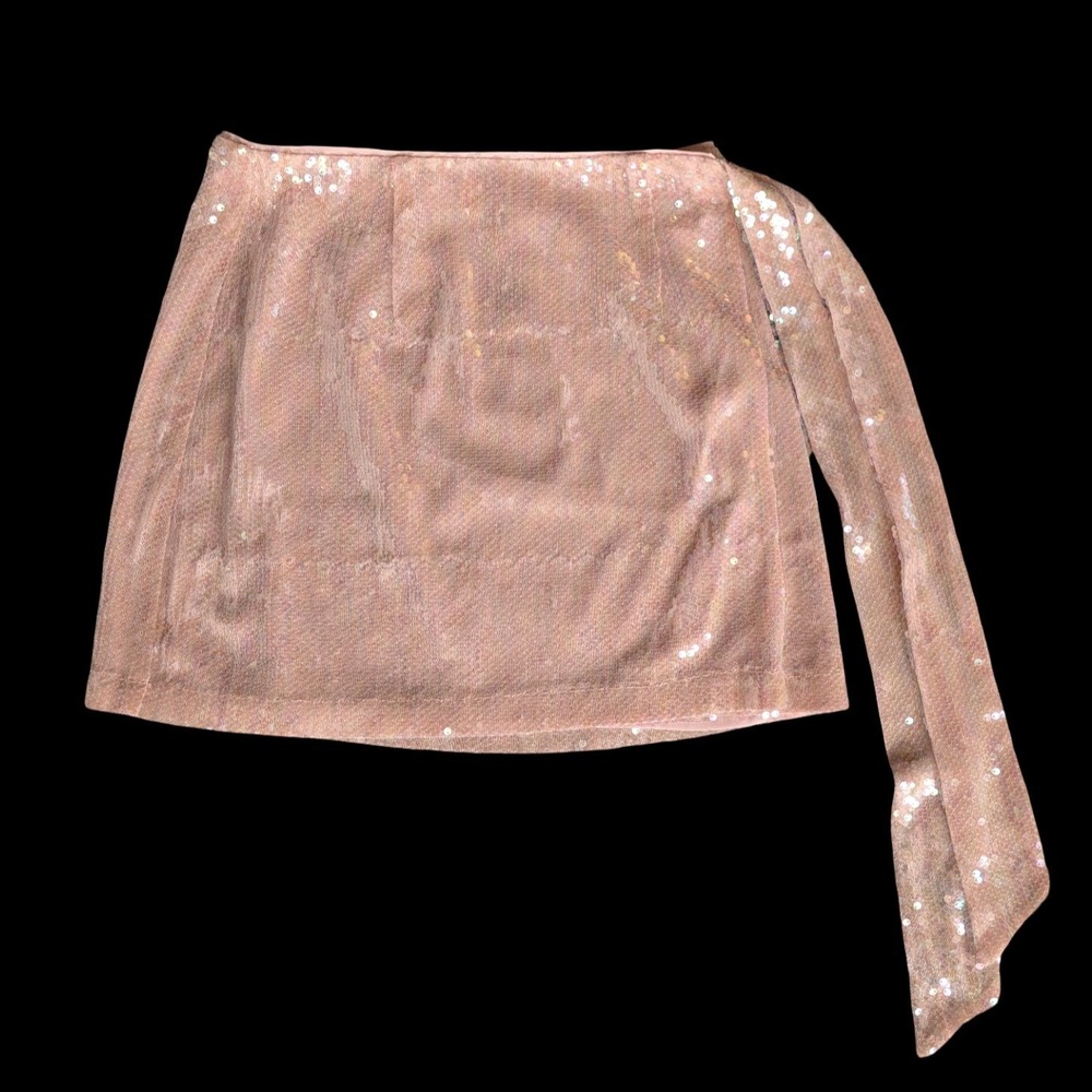 WAYF Blush Sequin Wrap Mini Skirt Fairycore Party Sparkle Festival Medium